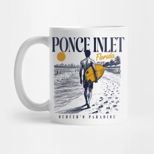 Vintage Surfing Ponce Inlet, Florida // Retro Surfer Sketch // Surfer's Paradise Mug